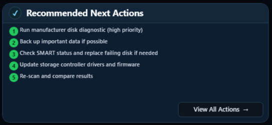 Recommended Next Actions crop